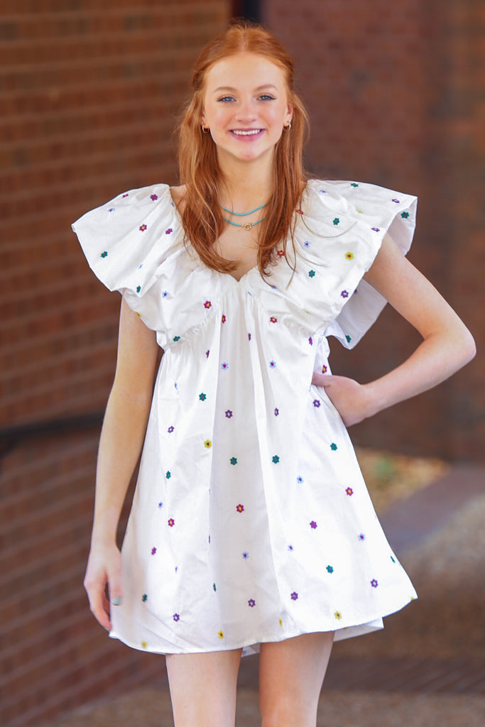 Off To Find Love Dress-White