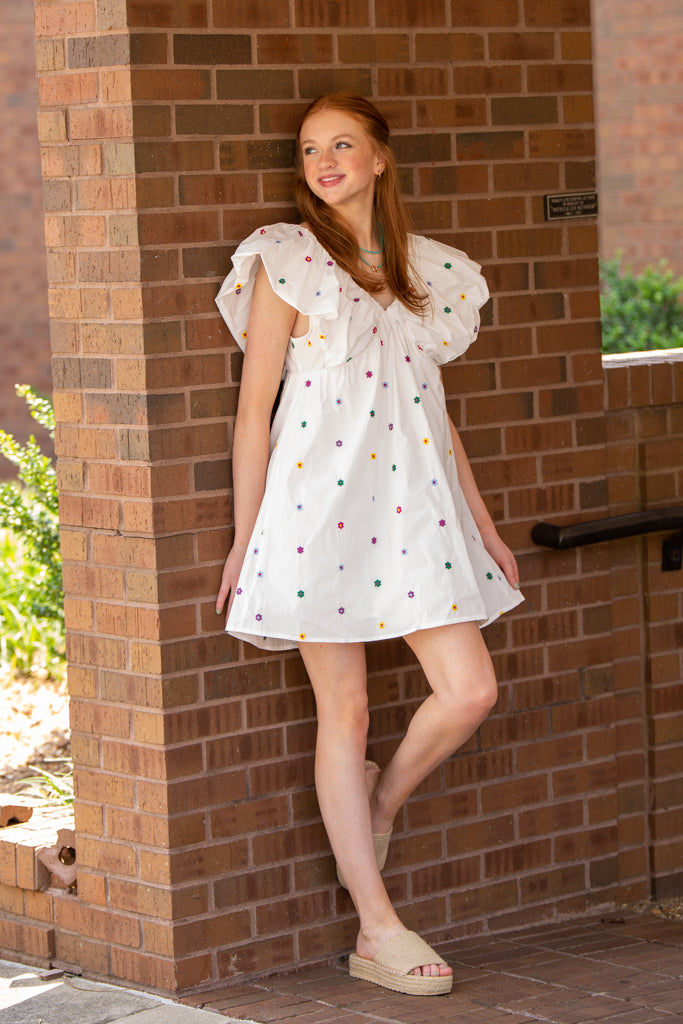 Off To Find Love Dress-White