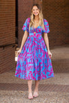 Smell The Flowers Dress-Blue Fuchsia