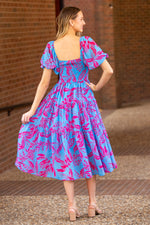 Smell The Flowers Dress-Blue Fuchsia