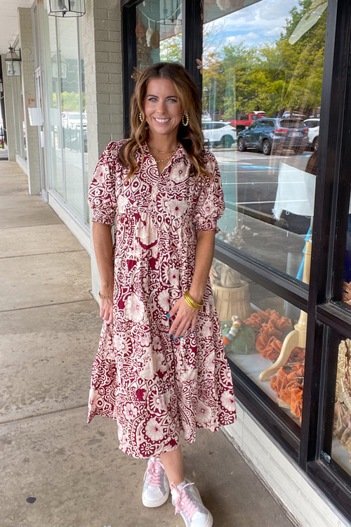Think Differently Dress-Sangria