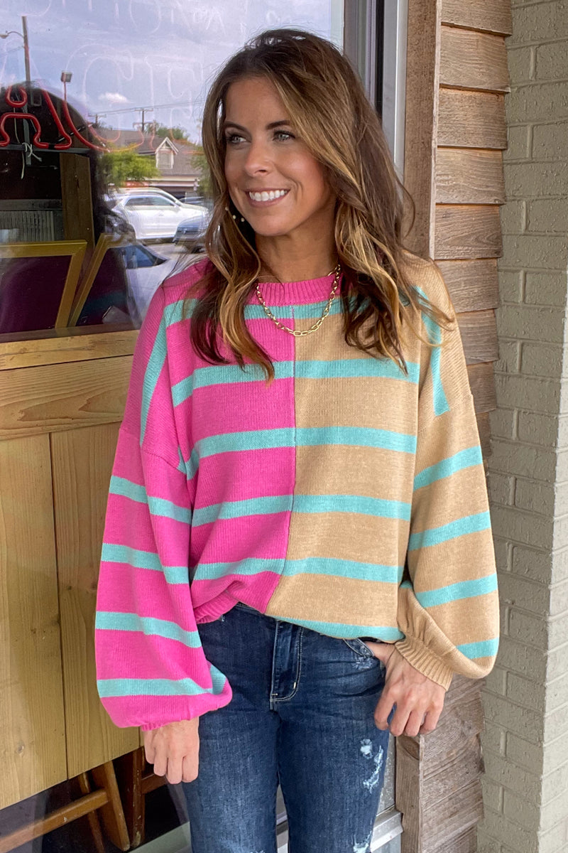 She's Poppin' Around Sweater Top-Bubblegum