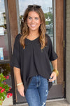 Black Zenana Solman Sleeve Airflow Top