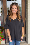 Zenana-Woven Airflow Dolman Short Sleeve Top