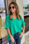 Kelly Green Zenana Solman Sleeve Airflow Top