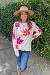 THML-Floral Knit Sweater-Cream