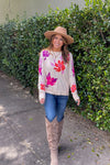 THML-Floral Knit Sweater-Cream