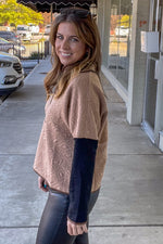 THML-Mid Zip Mock Neck Sweater-Camel