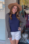 THML Navy Top With Detail Sleeve