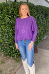 Crisp Fall Sweater Top-Purple
