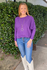 Crisp Fall Sweater Top-Purple