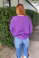 Crisp Fall Sweater Top-Purple