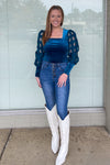 Umgee teal Velvet Bodysuit