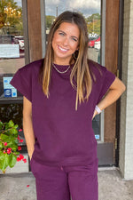 Far From Home Crew Neck Top-Burgundy