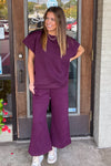Far From Home Crew Neck Top-Burgundy
