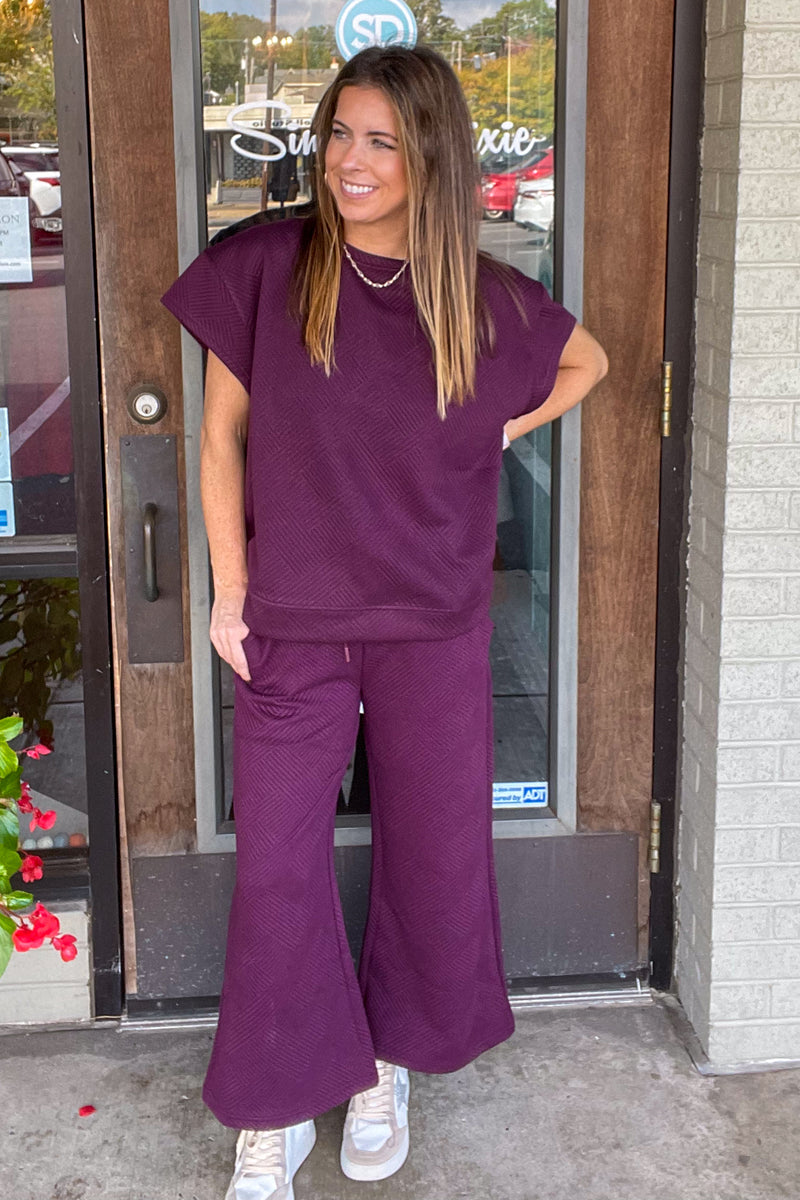 Far From Home Crew Neck Top-Burgundy