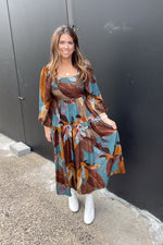 Entro Fall Leaves Midi Dress