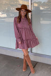 Plaid To See You Dress-Merlot