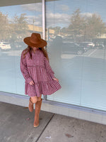 Plaid To See You Dress-Merlot