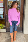 Zenana-Oversized Mock Neck Raw Seam Chenille Sweater