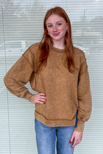 Zenana French Terry Pullover in Camel