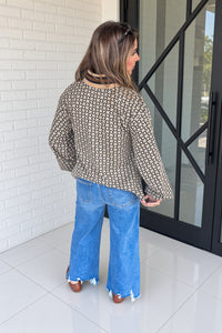 The Emmy Geo Floral Print Top-Taupe