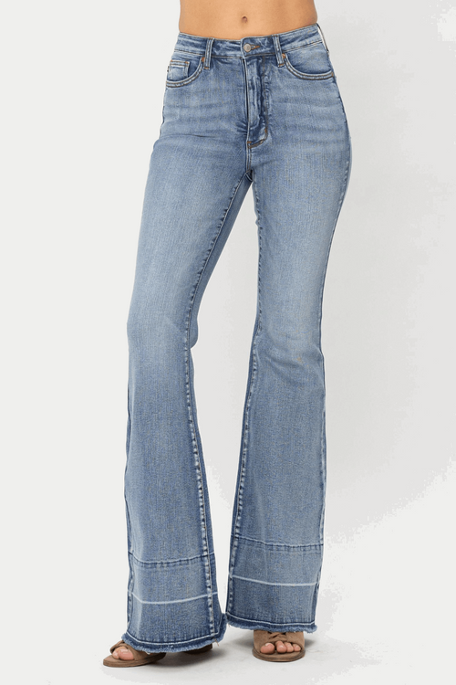 Judy Blue-High Waist Hem Flare Jeans
