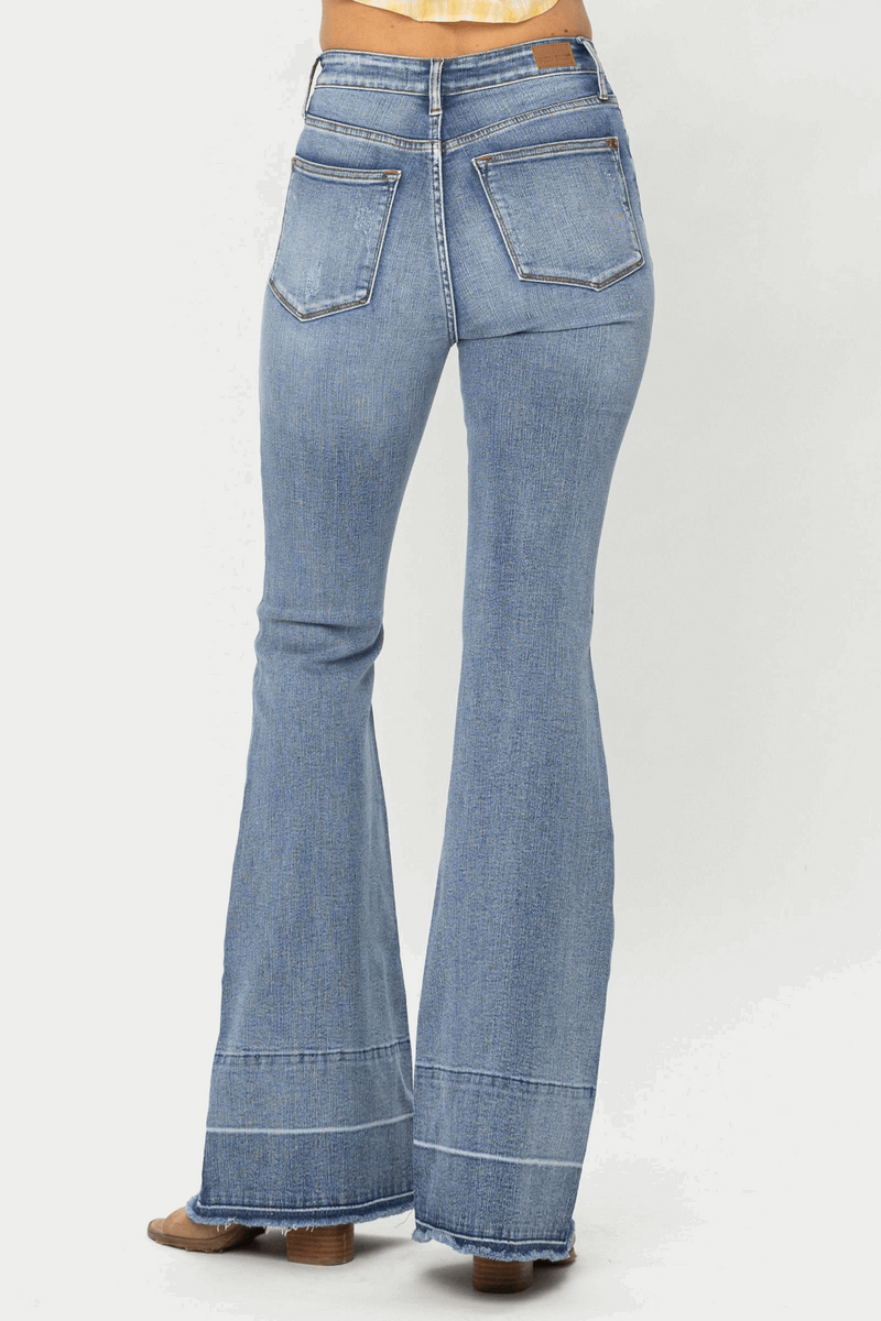 Judy Blue-High Waist Hem Flare Jeans