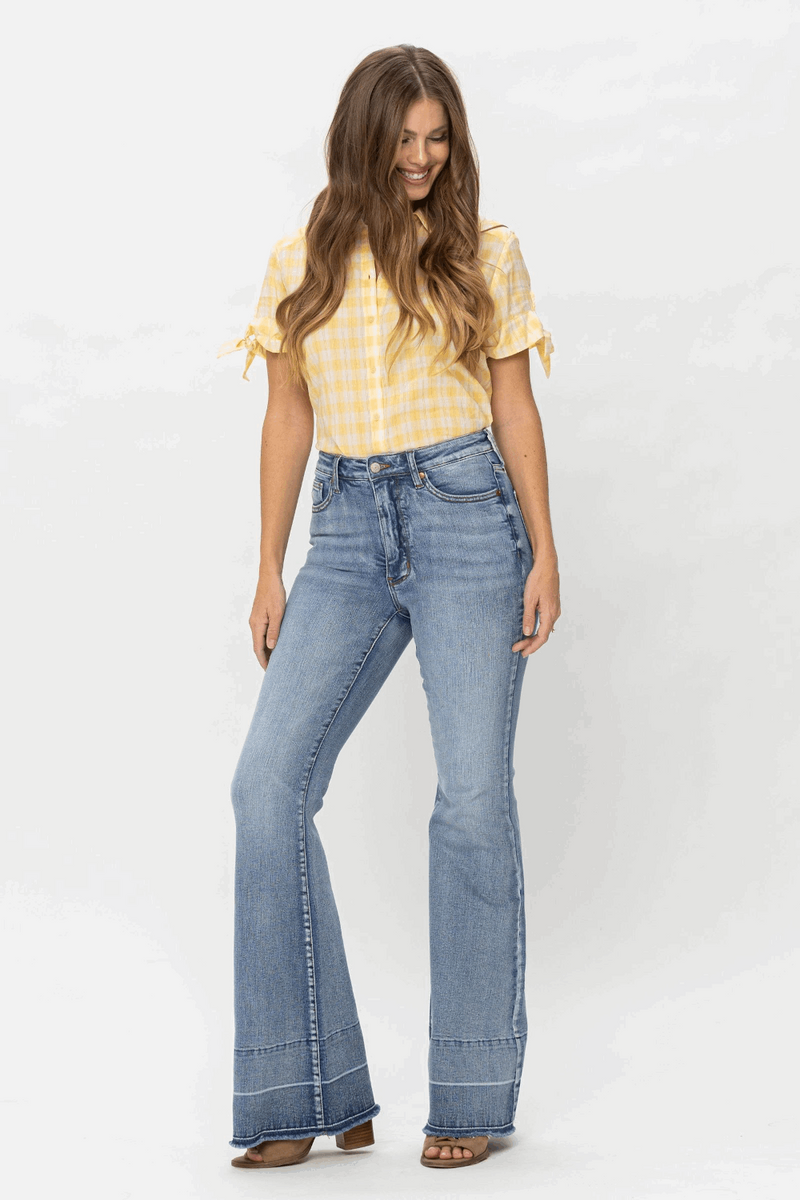 Judy Blue-High Waist Hem Flare Jeans