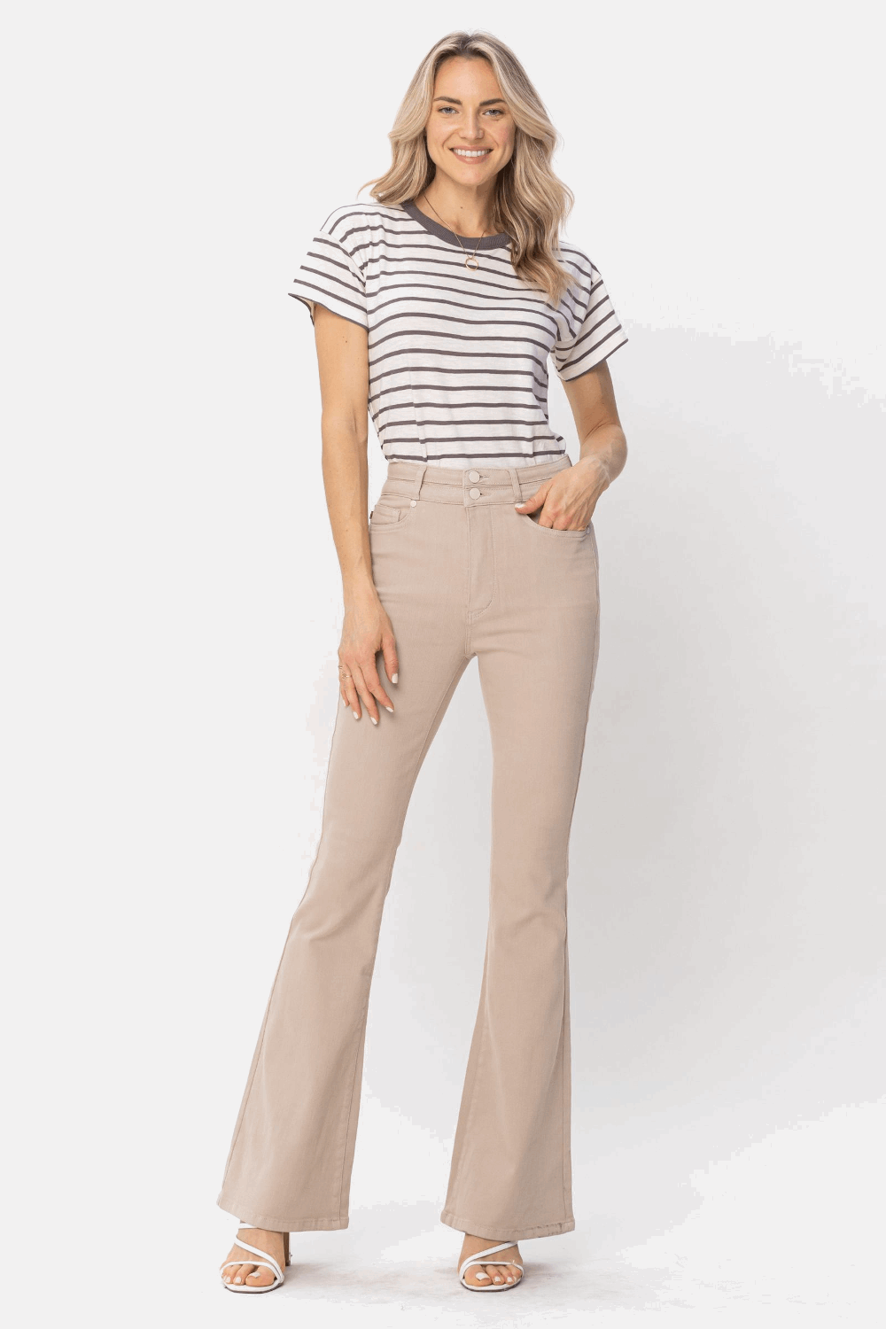 SALE-Judy Blue-High Waisted Garment Dyed Flare