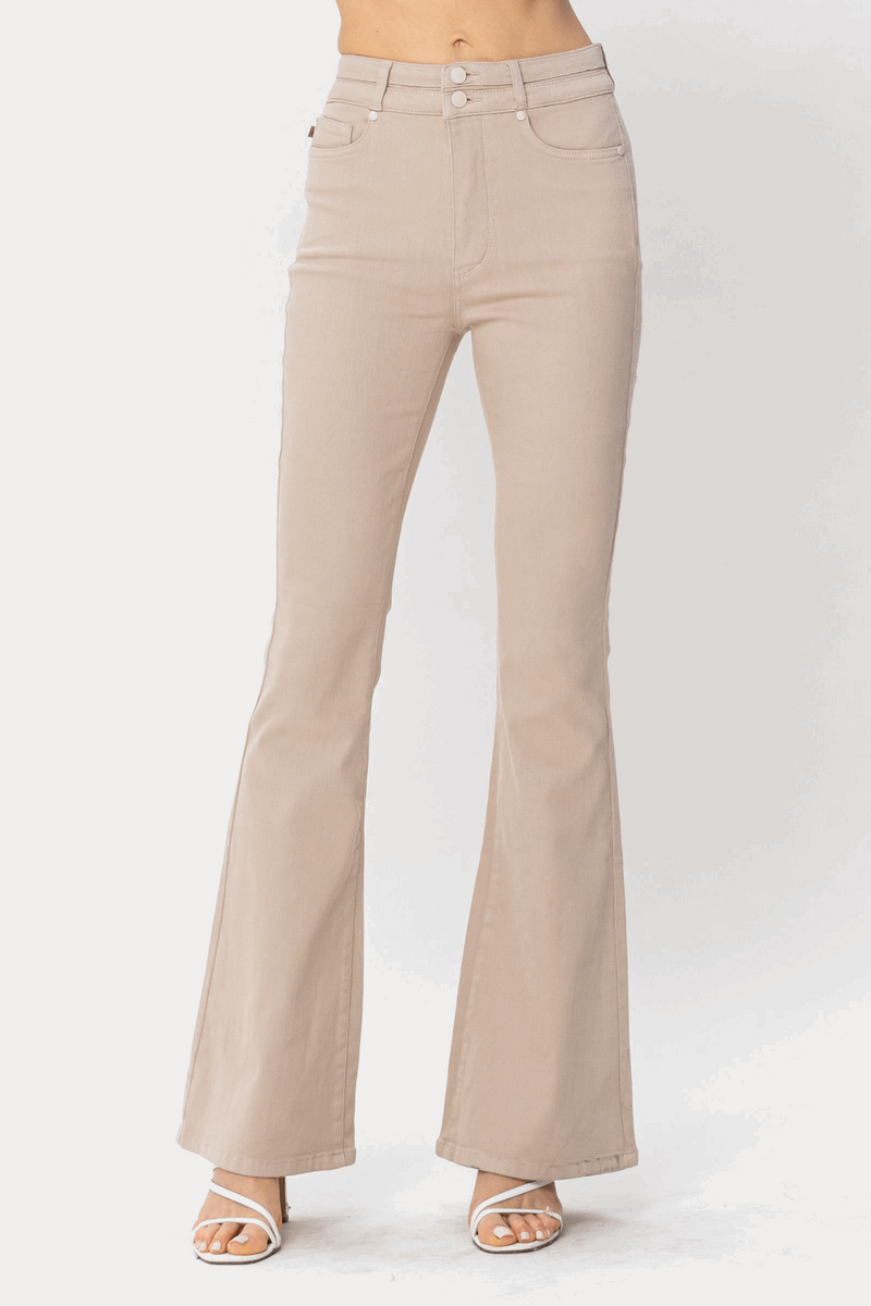 SALE-Judy Blue-High Waisted Garment Dyed Flare