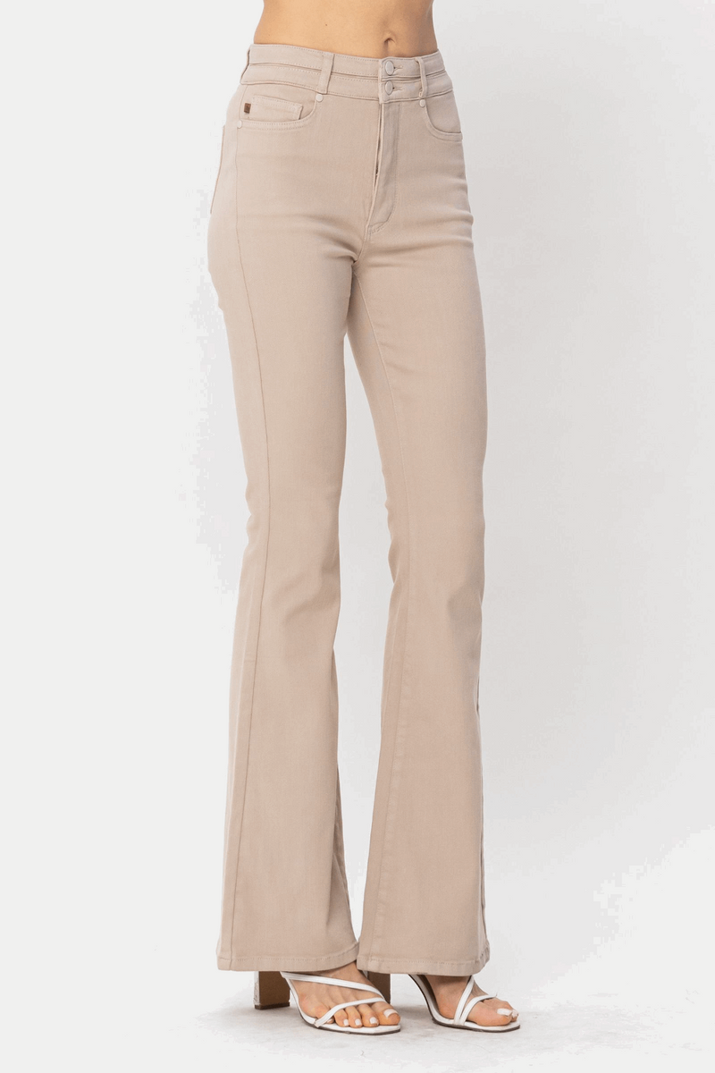 SALE-Judy Blue-High Waisted Garment Dyed Flare