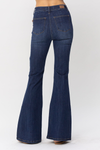 Judy Blue-High Waist Pull On Flare Jeans-Dark