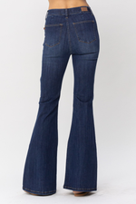 Judy Blue-High Waist Pull On Flare Jeans-Dark