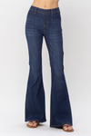 Judy Blue-High Waist Pull On Flare Jeans-Dark