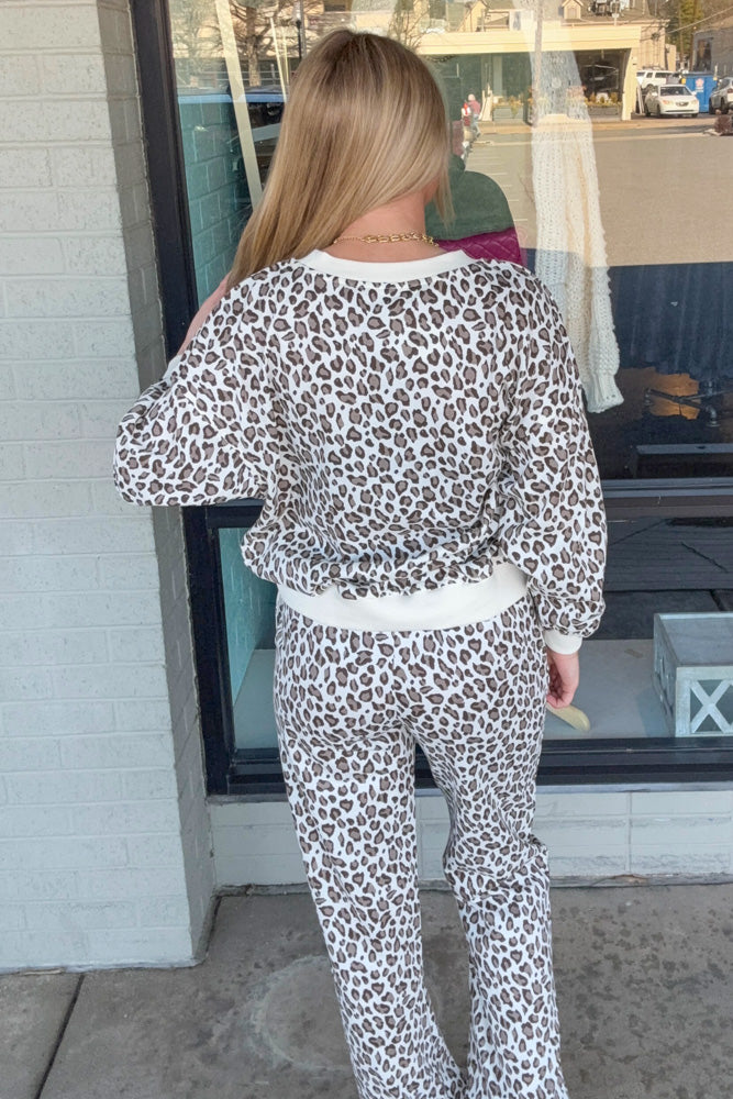 Leopard Print Sweat Seat-Cream/Brown