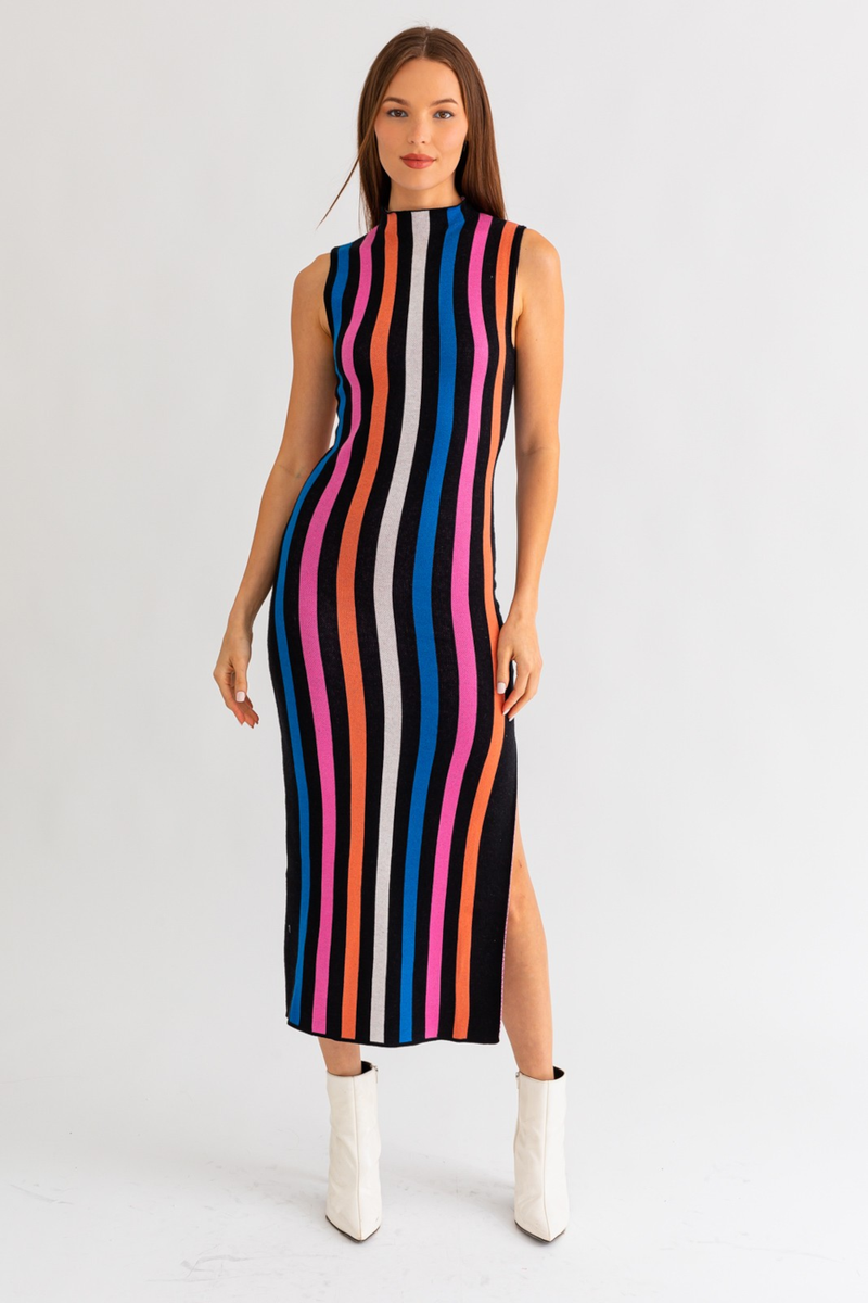 Stepping Out Dress-Black/Multi