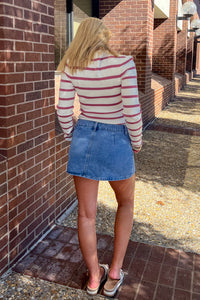 Le Lis Pink Striped Bodysuit Sweater Back