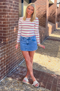 Le Lis Pink Striped Bodysuit Sweater Simply Dixie