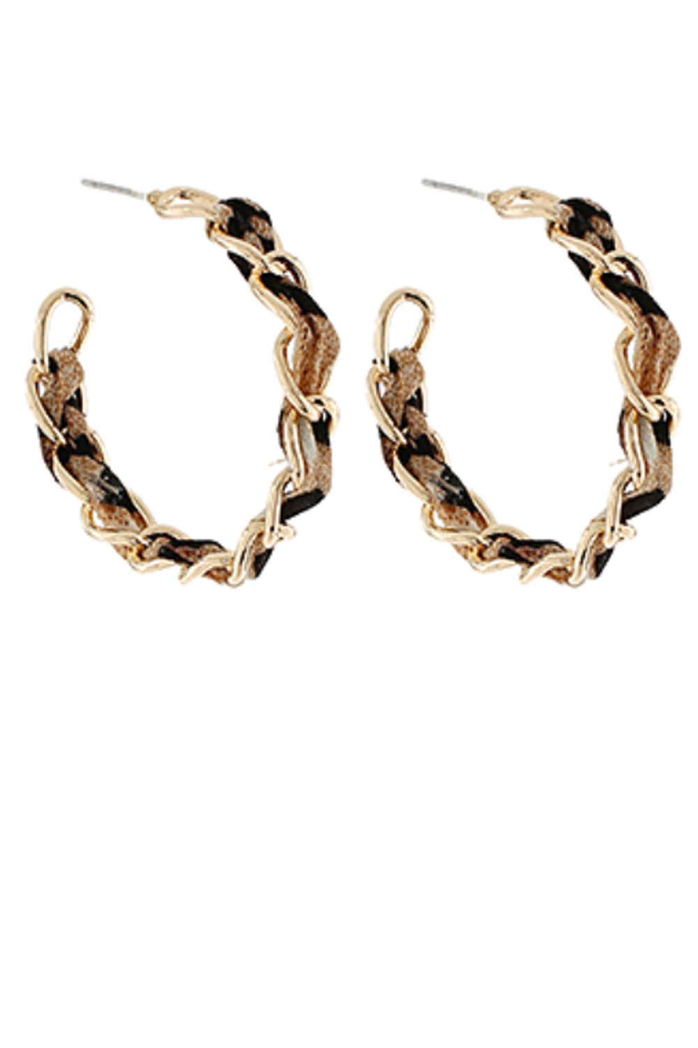 Leopard Scarf Chain Hoops