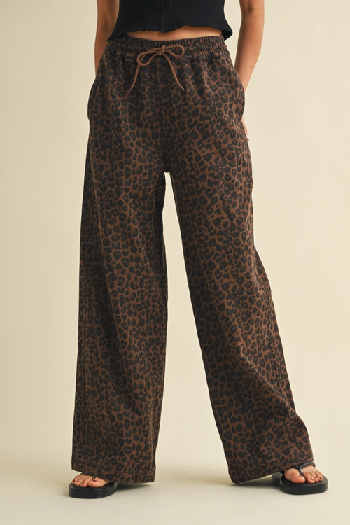 Leopard Wide Leg Denim Pants