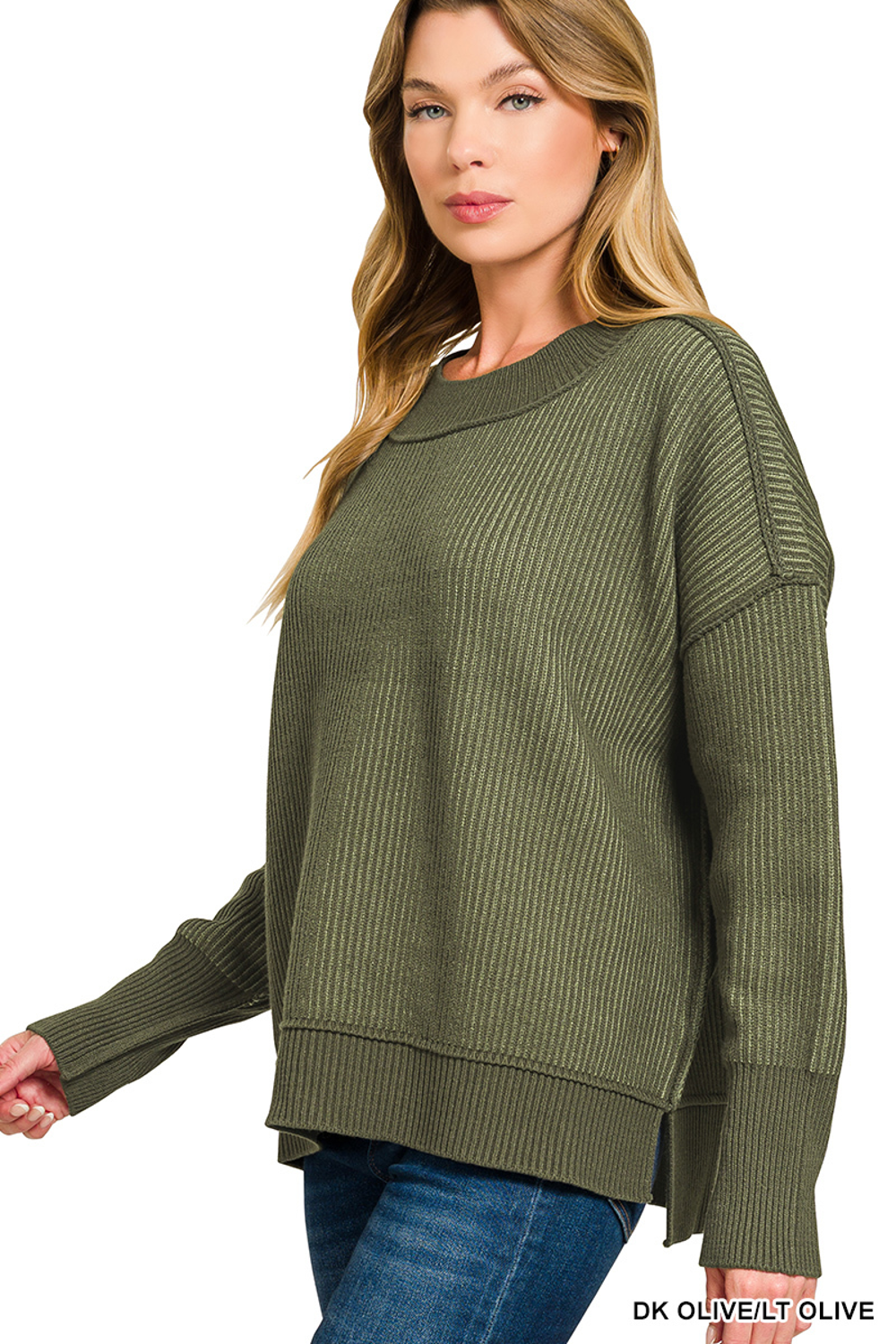 Exposed Seam Two Tone Sweater