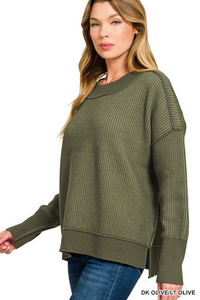 Exposed Seam Two Tone Sweater