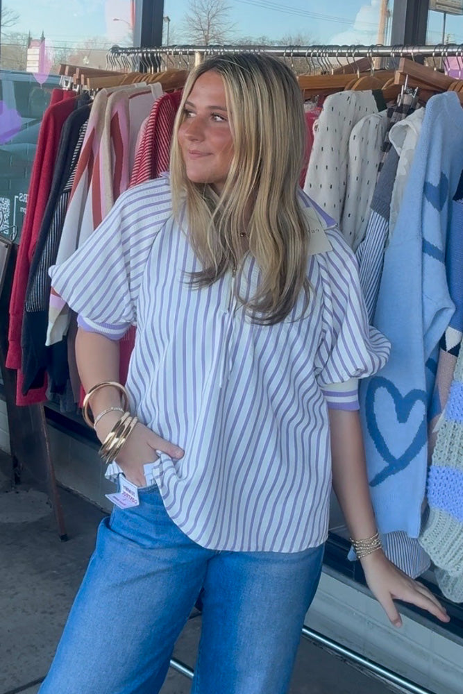Lavender Striped Entro Top