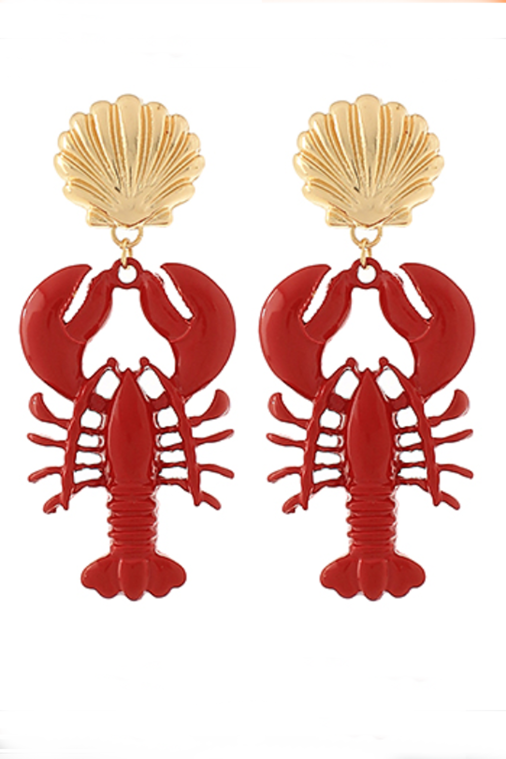 Color Coated Lobster & Shell Earrings