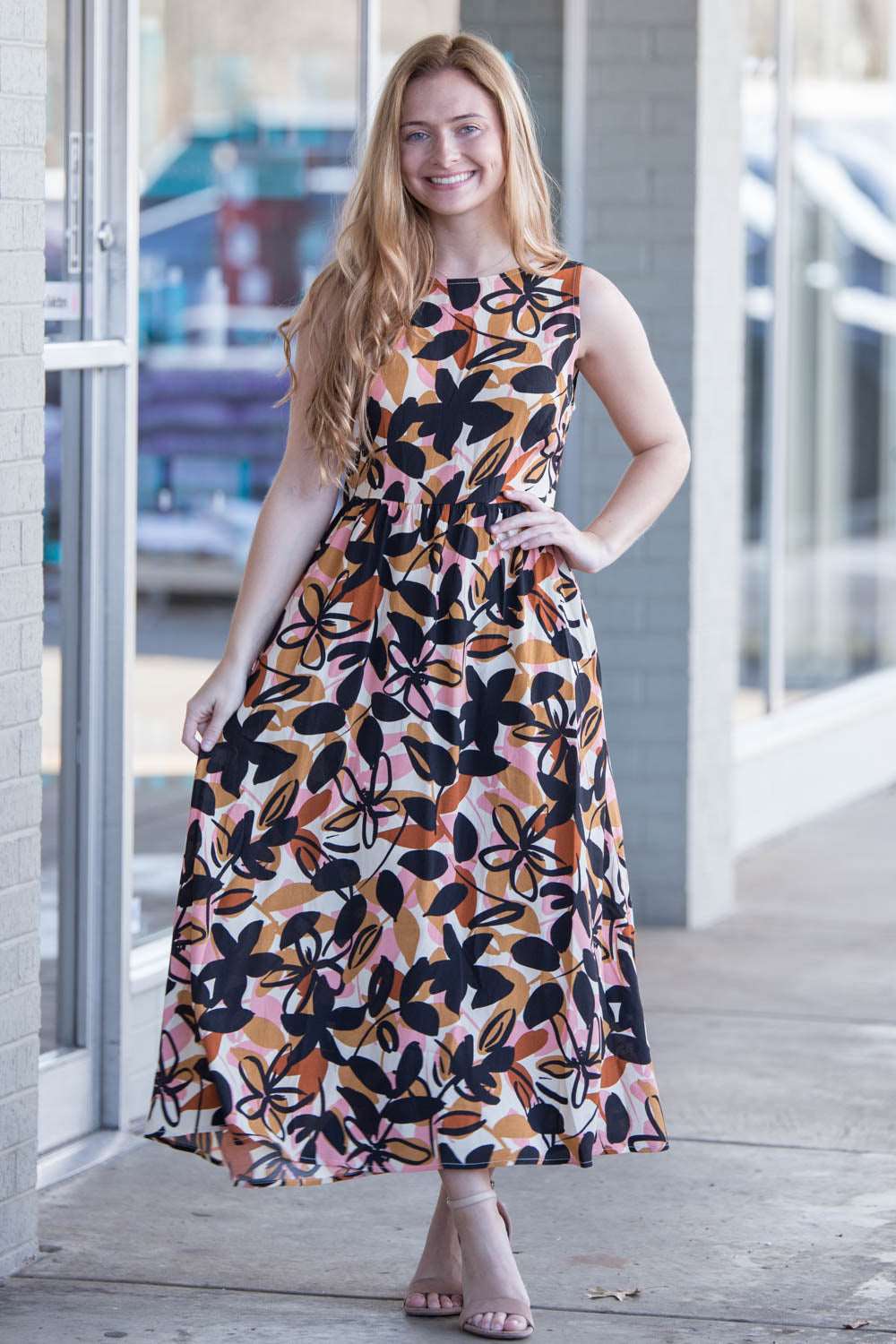 Lush Clothing Patterned Midi Dress