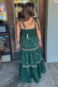 Mable Hunter Green Embroidered Dress back