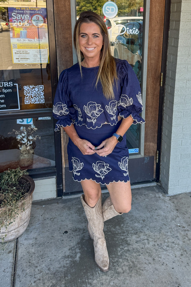 Mable Navy Skirt Set