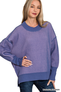 Exposed Seam Two Tone Sweater