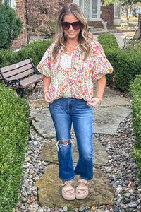 & Merci Puff Sleeve Printed Top